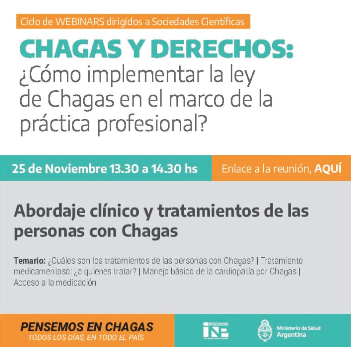 TERCER ENCUENTRO CICLO DE WEBINAR: CHAGAS Y DERECHOS: Abordaje clínico y tratamientos.